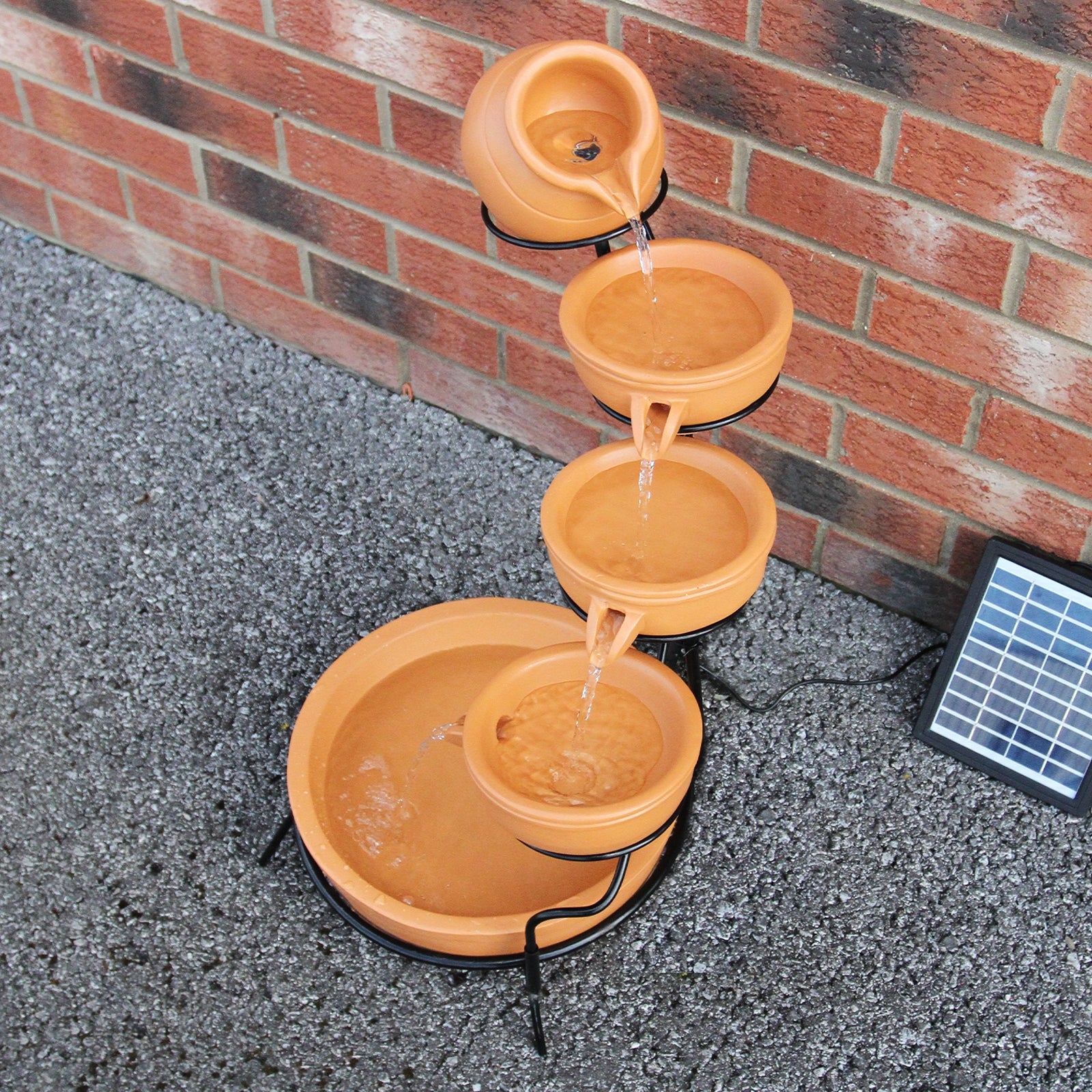 Q-Rax Fontana Solare a Cascata Terracotta 56cm