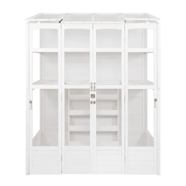 Q-Rax Serra Vittoriana Giardino Bianca 152x61cm Legno Ripiani