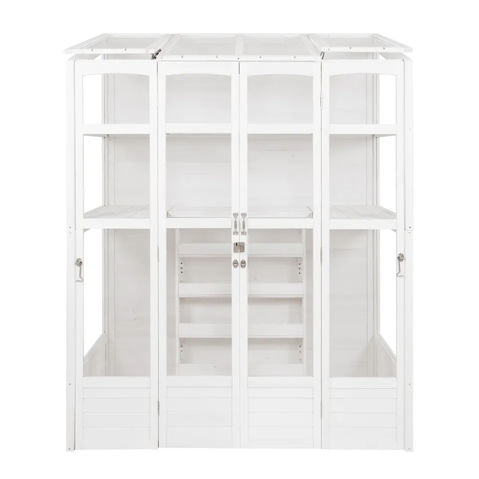 Q-Rax Serra Vittoriana Giardino Bianca 152x61cm Legno Ripiani