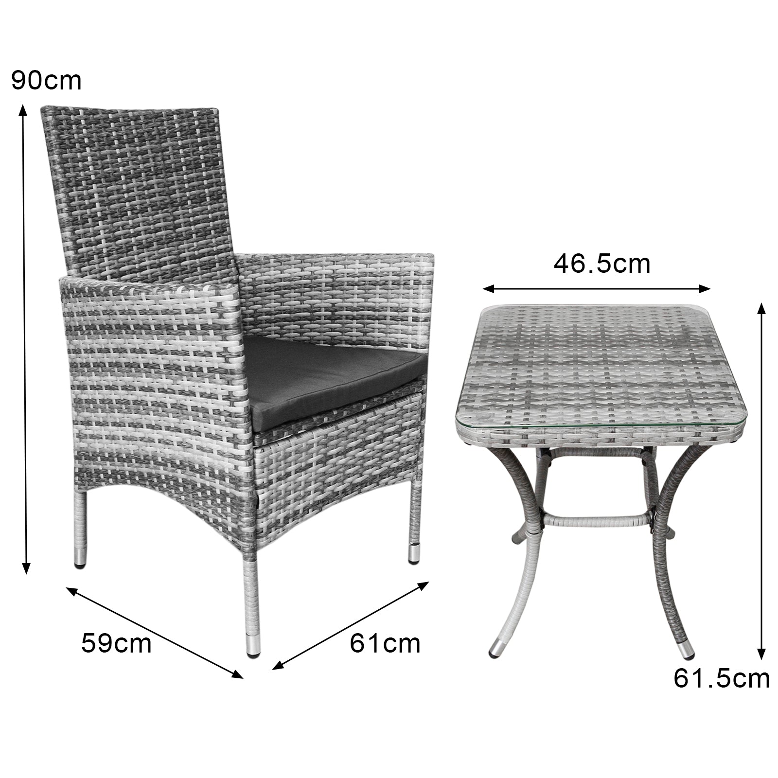 Q-Rax Jardí Set Bistro Giardino Polyrattan 2 Poltrone Tavolino