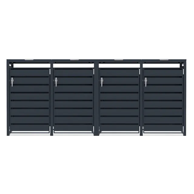 Q-Rax Copertura Bidoni in Metallo Antracite 4x240L
