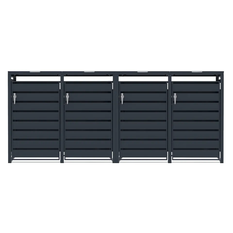 Q-Rax Copertura Bidoni in Metallo Antracite 4x240L
