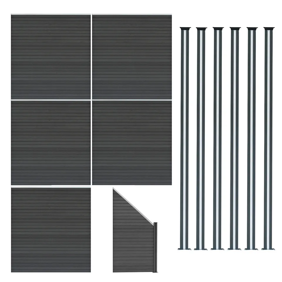 Q-Rax Recinzione 5 Pannelli+Angolo 6 Pali LED Grigio