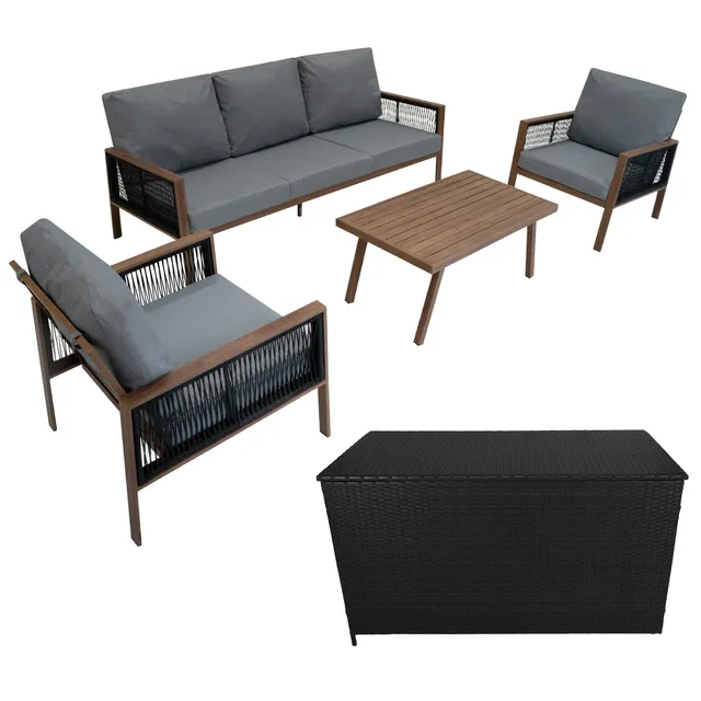 Q-Rax Mobili da Esterno Set Giardino 4 Pezzi Nero 582L