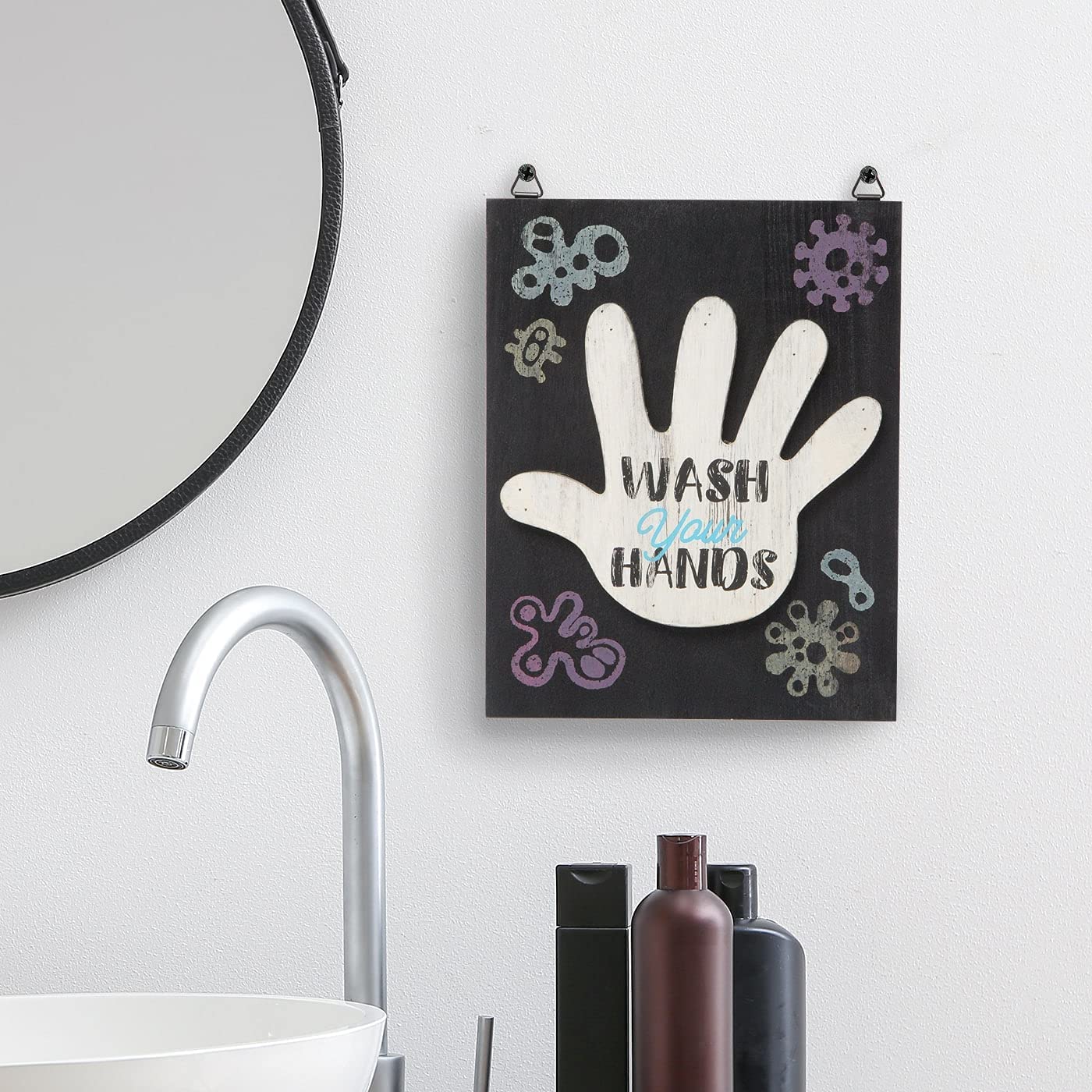 JackCube Design Bathroom Targa Bagno Legno Nero Wash Hands