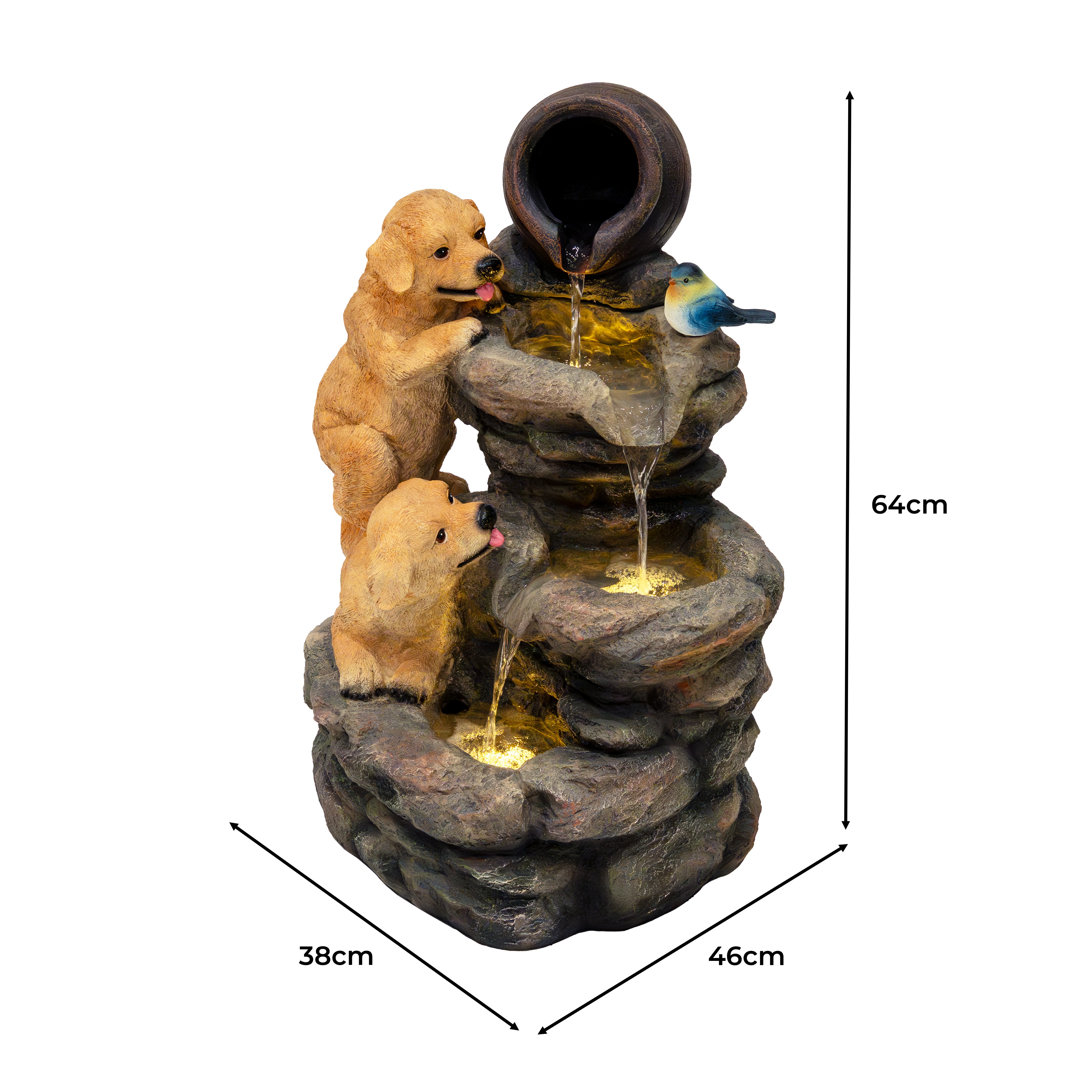 Q-Rax Canine Creek Fontana Elettrica Cuccioli LED Giardino