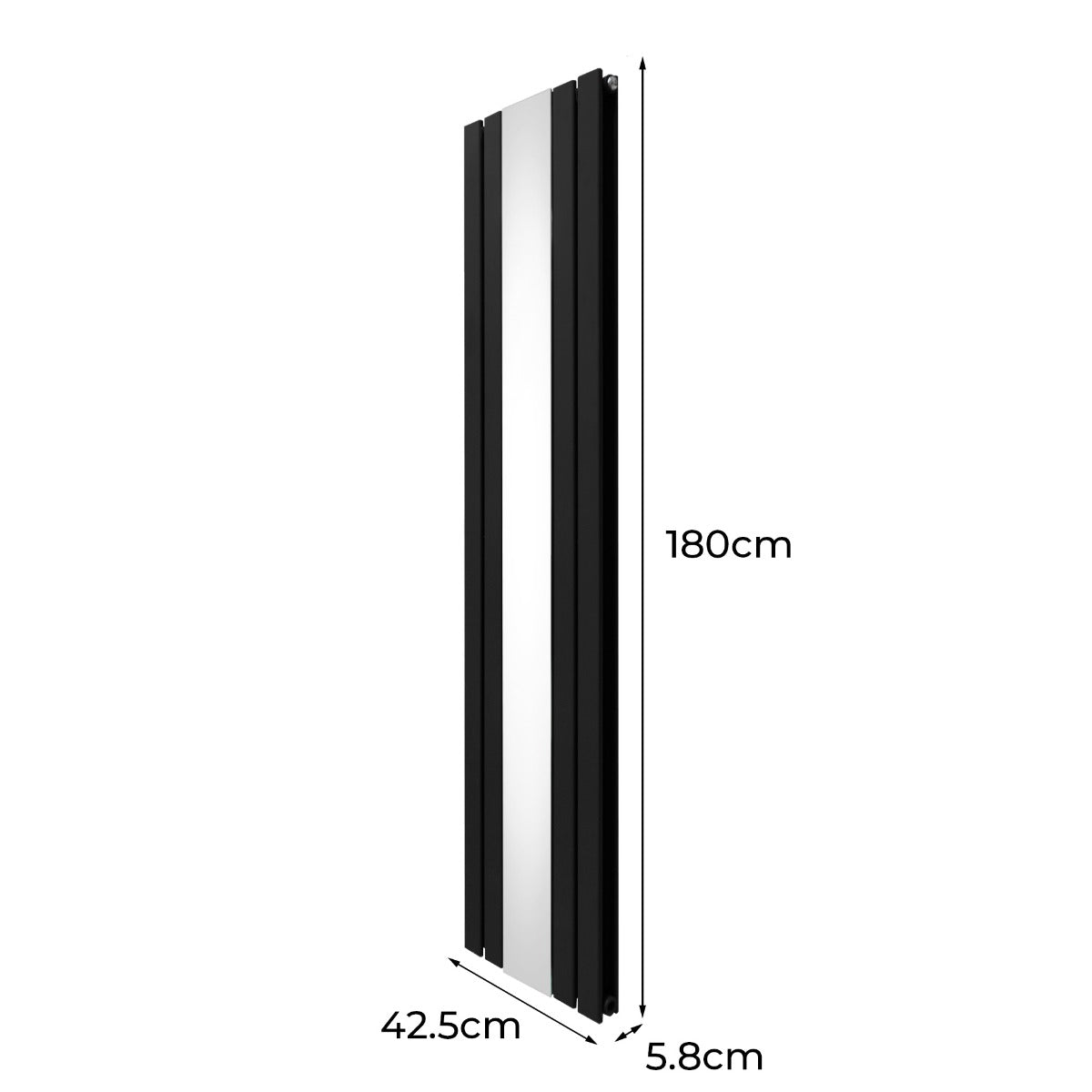 Q-Rax Radiatore a Specchio 1800x425 Nero con Valvole