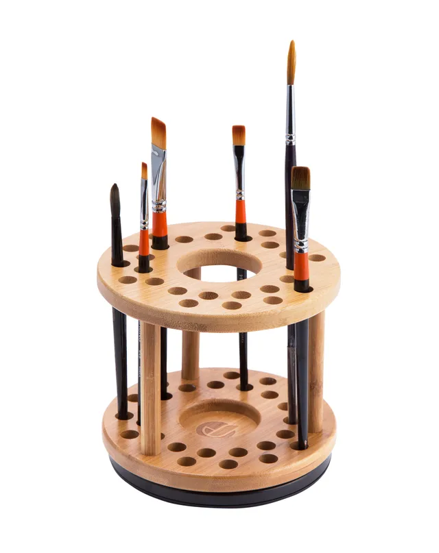 Jackcube Design Portapennelli Trucco Bambù Girevole 27 Fori