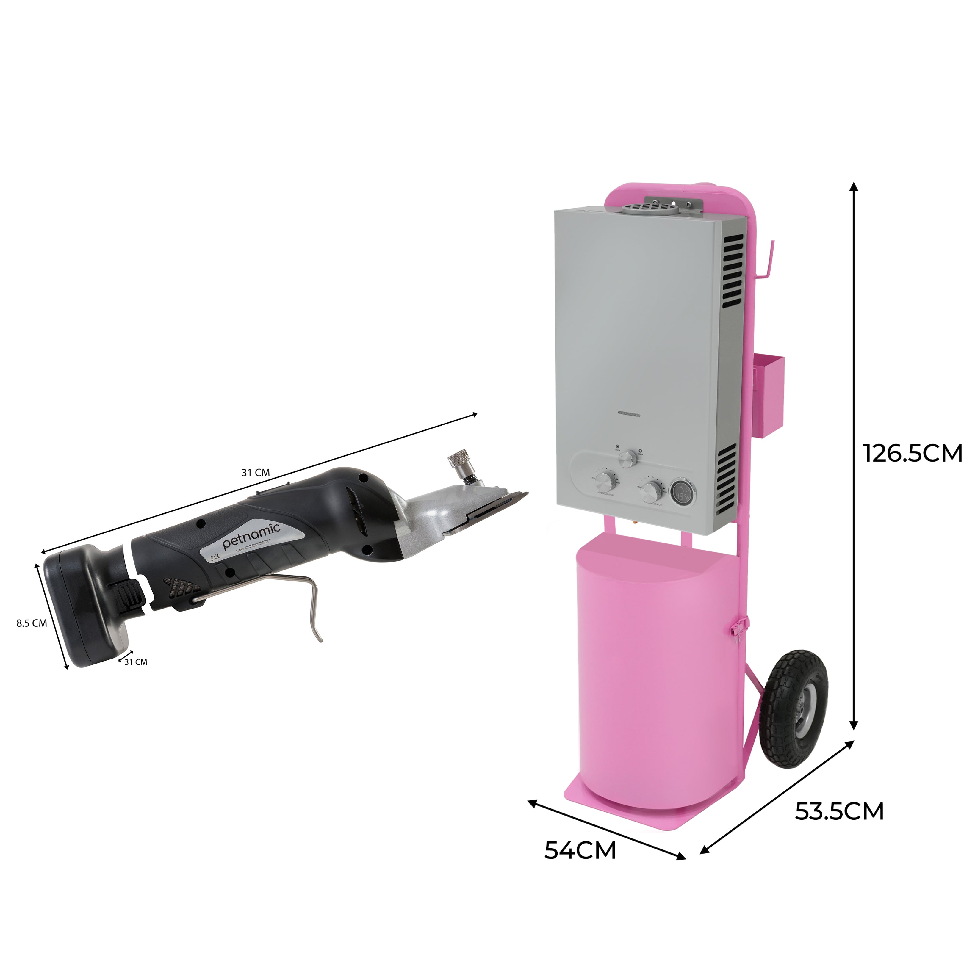 Q-Rax Set Tosatrice 180W e Doccia Cavalli 18L Rosa