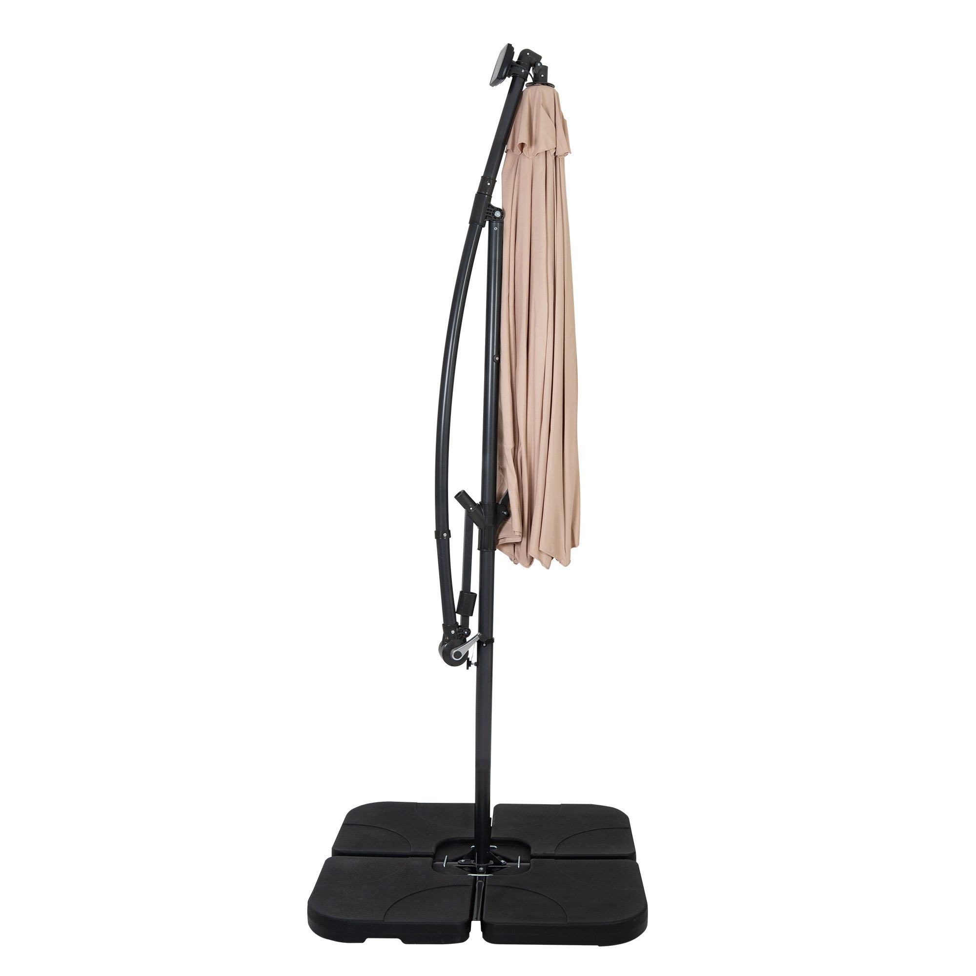 Q-Rax Esterno 3m Ombrellone Decentrato LED Beige con Base