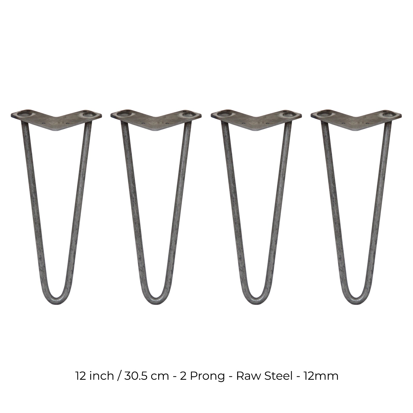 Q-Rax Gambe Tavolo Forcina 30,5cm Acciaio Naturale 4pz 12mm