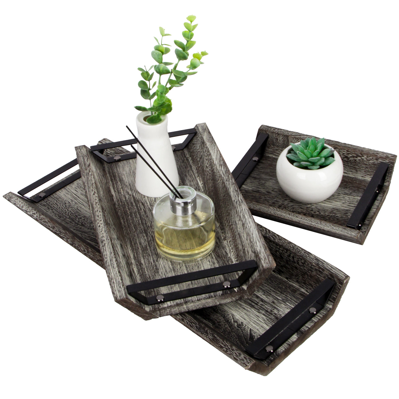 Jackcube Design Living Room Vassoi Legno Manici Set 3 Pezzi