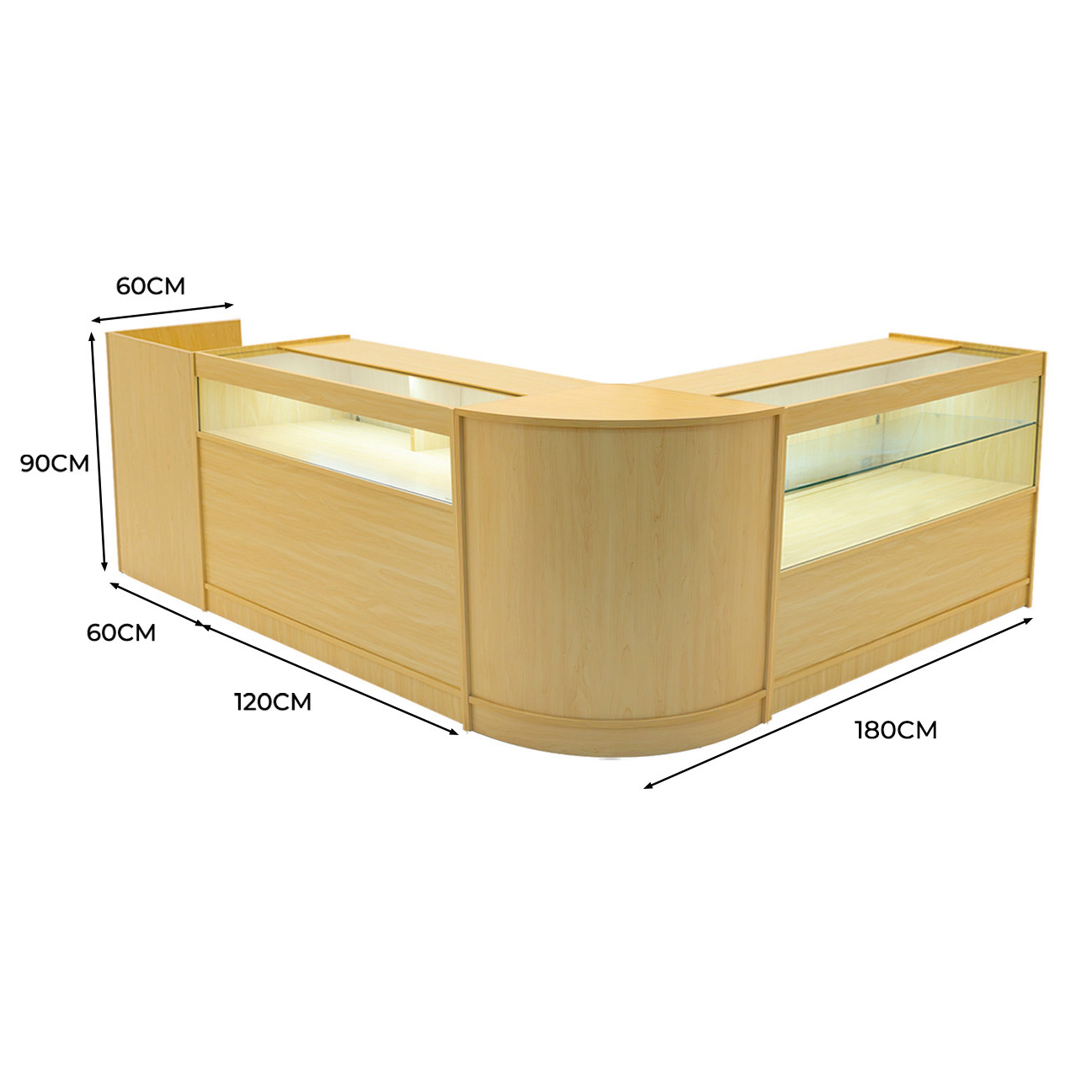 Q-Rax Banconi Negozio Set LED B1200 C1200 TB60 CM60 acero