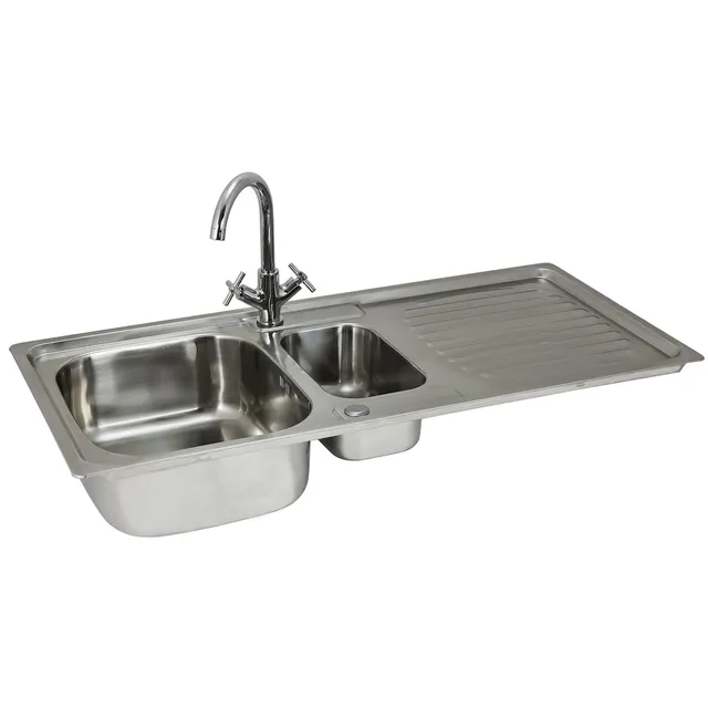 Q-Rax Apparecchi Lavello Acciaio 1.5 Vasche Rubinetto Victoria
