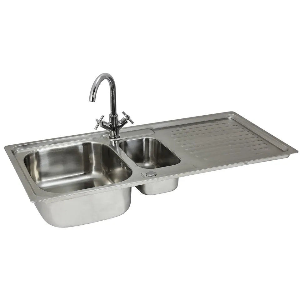 Q-Rax Apparecchi Lavello Acciaio 1.5 Vasche Rubinetto Victoria