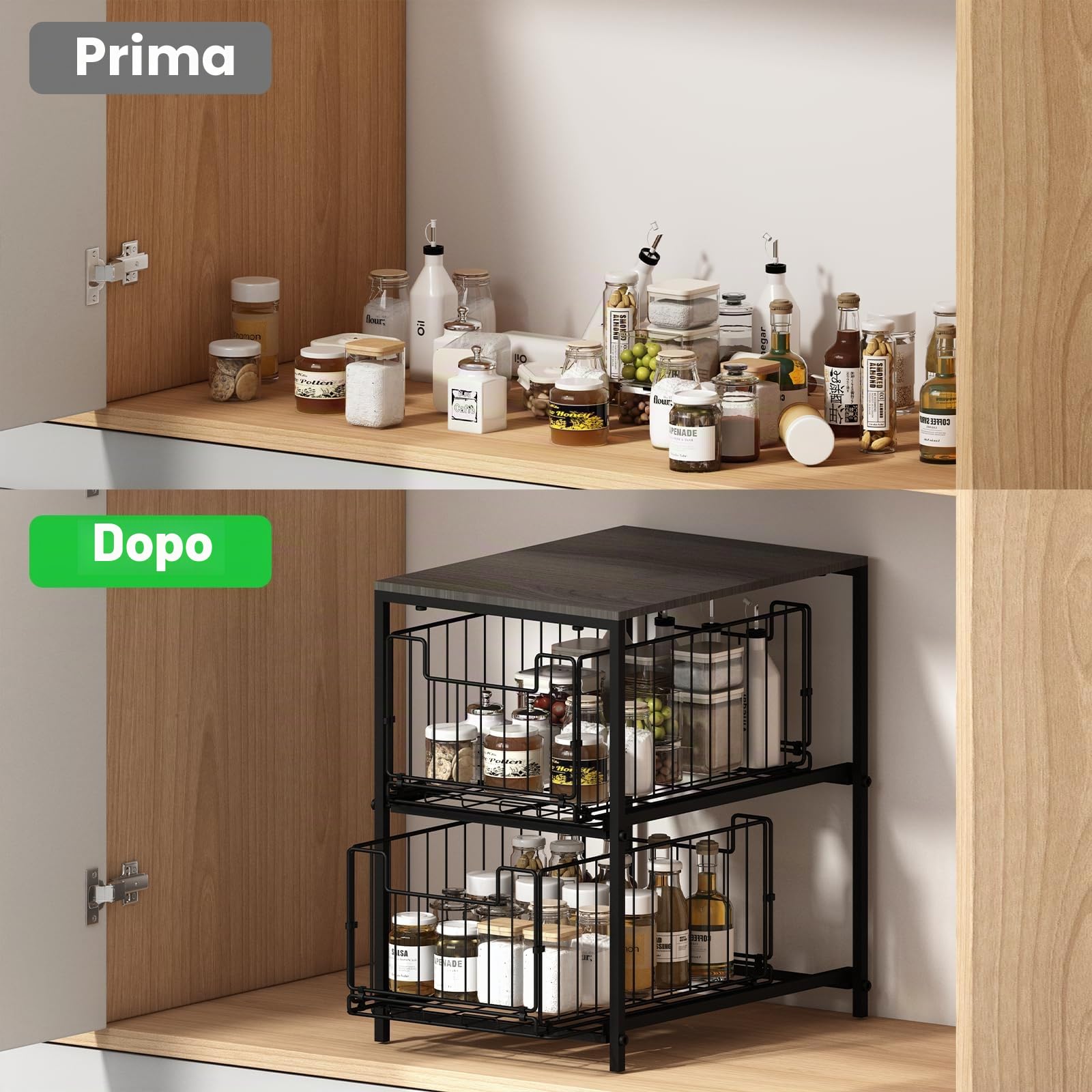 Meltrck Scaffale Portaspezie Organizer 2 Strati Nero Ebano