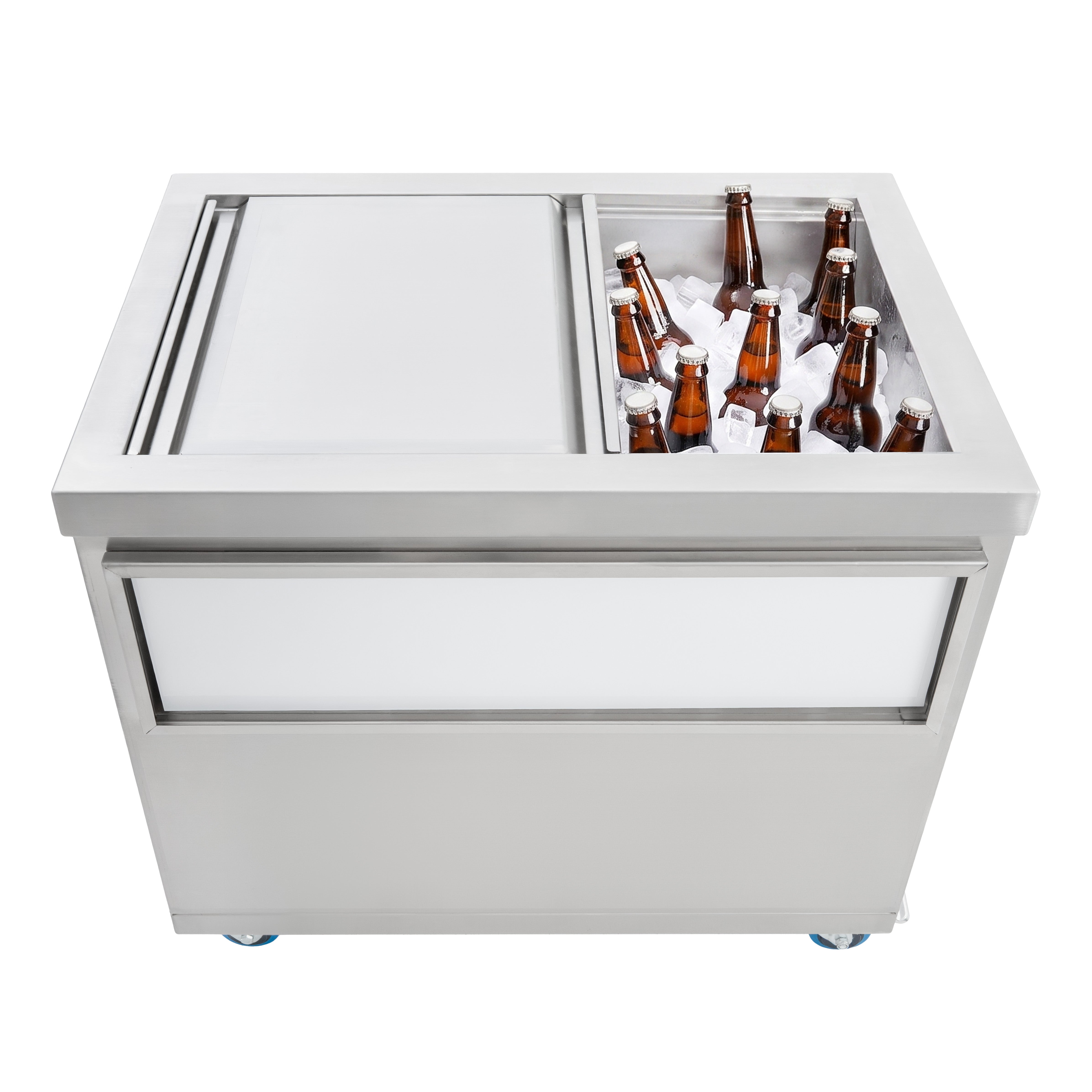 Q-Rax Carrello Portaghiaccio 80 cm carrello 86 L inox con ruote