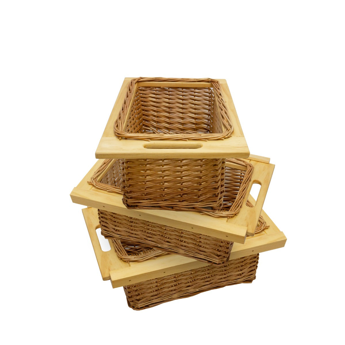 Q-Rax Cestelli cucina vimini 40 cm 3 cesti marrone