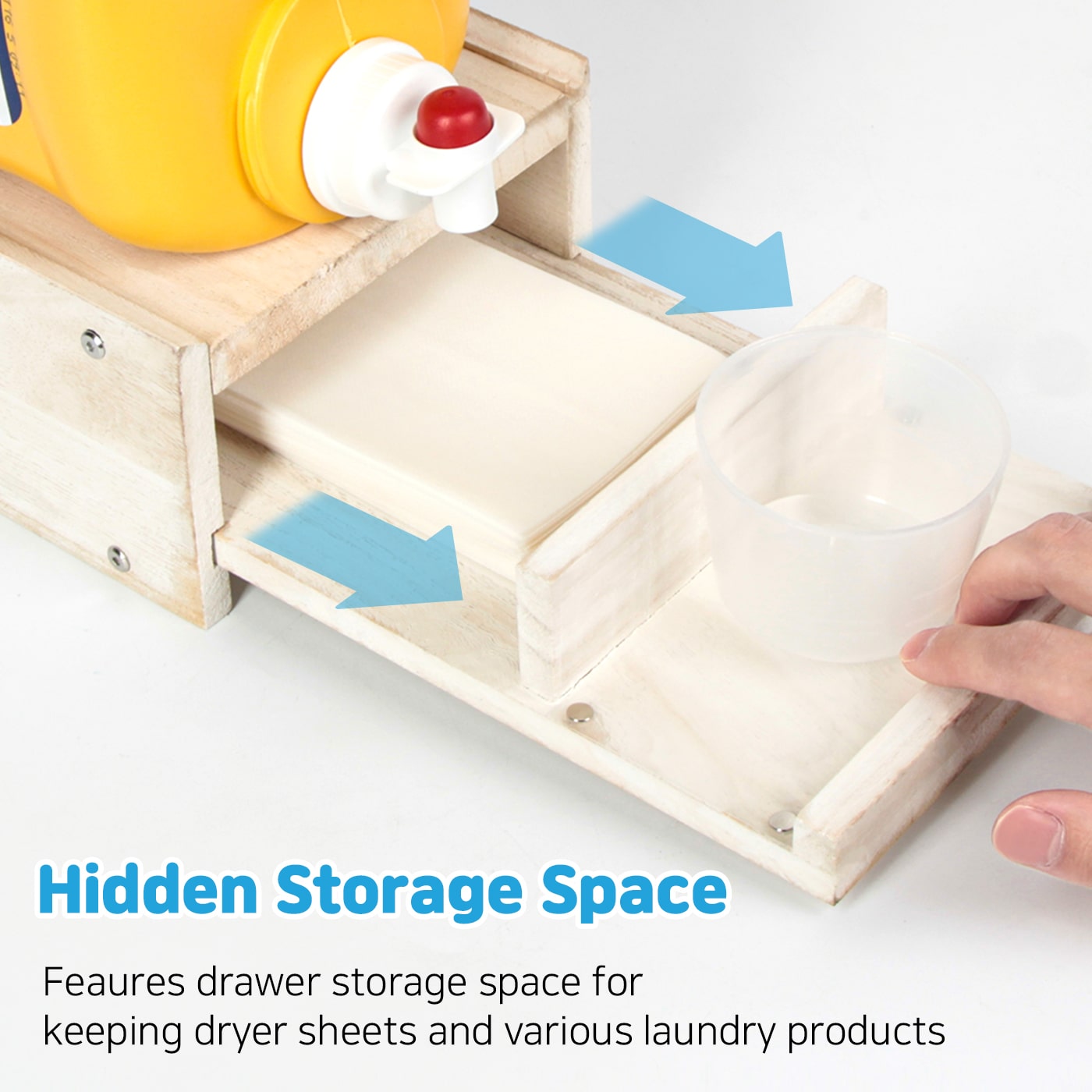 Jackcube Design Stand Dispenser Detersivo Bucato Legno Cassetto