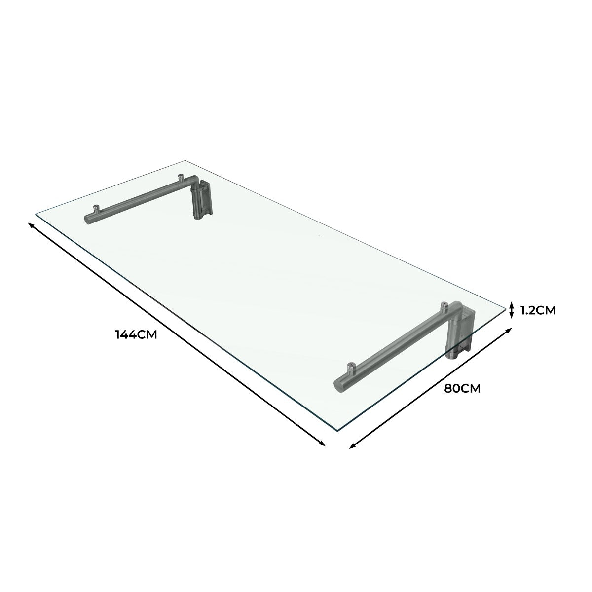 Q-Rax Deposito all'Aperto Pensilina Vetro 144x80 Staffe Inox Satinato