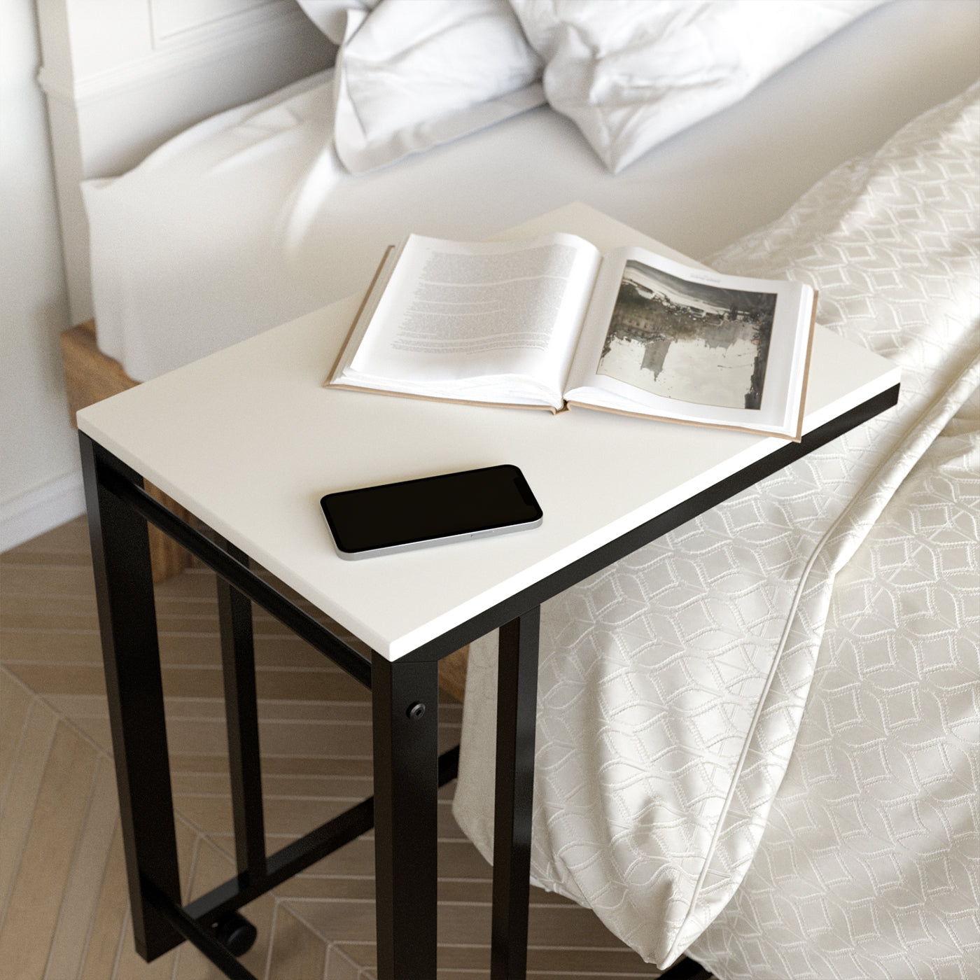 Jackcube Design Living Room tavolino a C bianco con rotelle